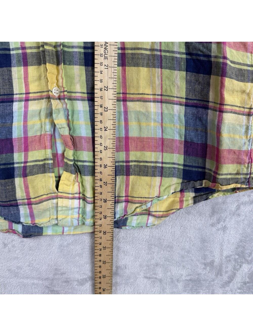 Polo Ralph Lauren Plaid Linen Button Up Shirt Men Medium Preppy Coastal prep Ivy - Picture 8 of 8